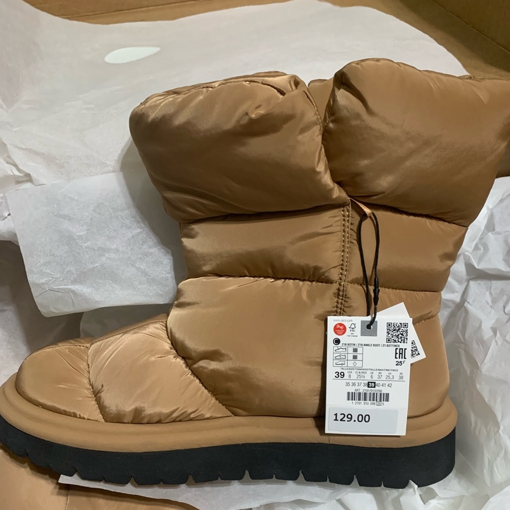 BRAND NEW TAN ZARA BUBBLE BOOTS SIZE 8 women with tags